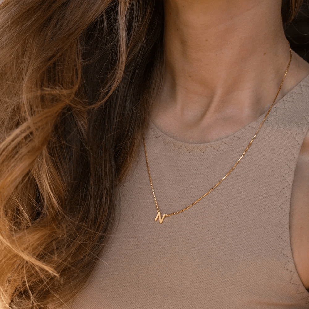 Box Chain initial Necklace