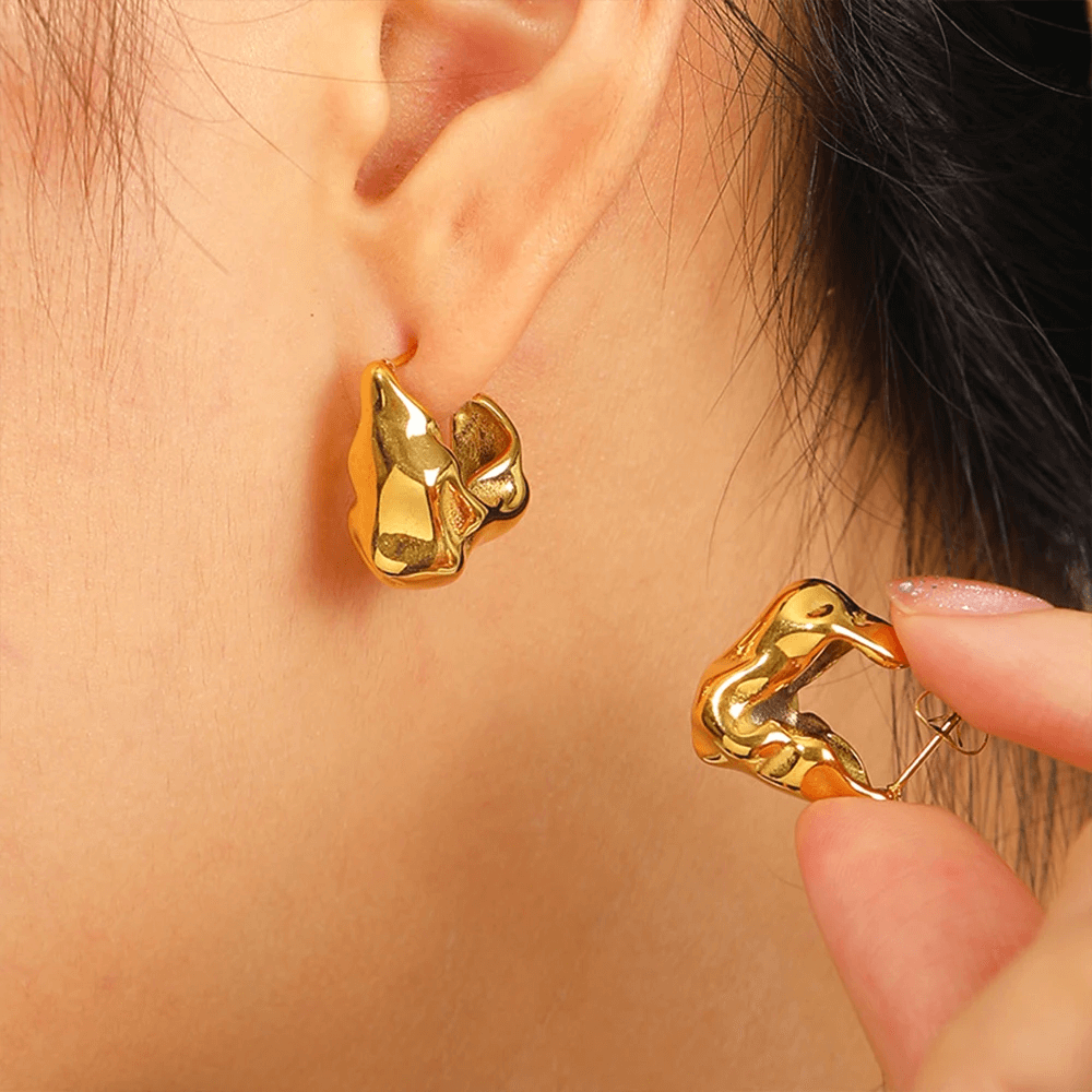 Chunky Irregular C Shaped Earrings