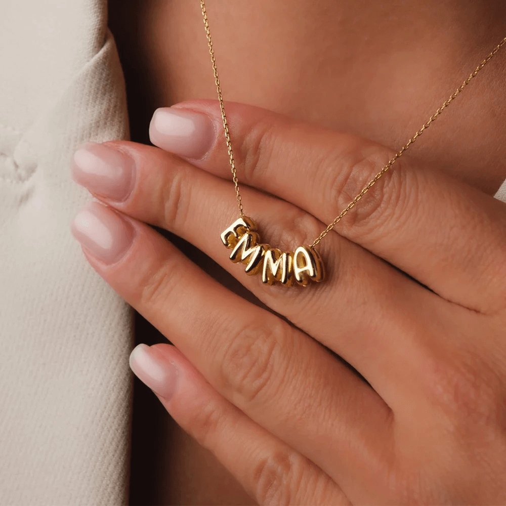 Custom Bubble Letter Name Necklace