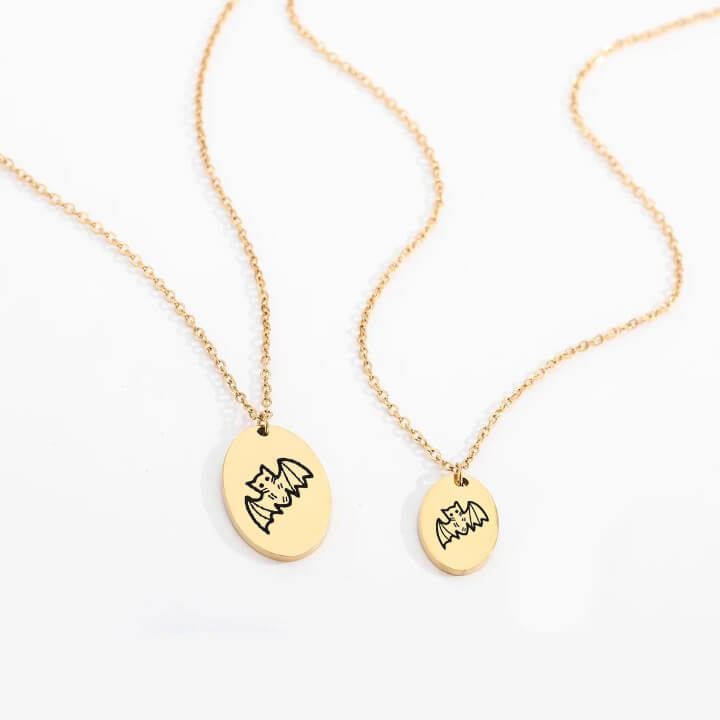 Personalized Engraved Oval Halloween Pendant Necklace