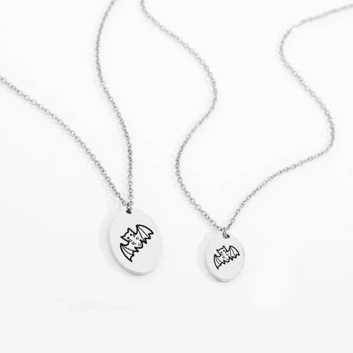 Personalized Engraved Oval Halloween Pendant Necklace