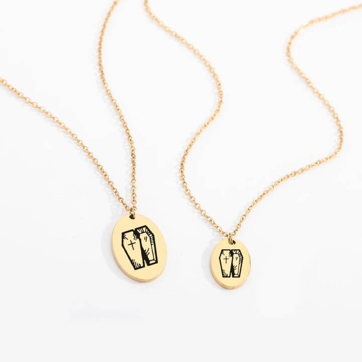 Personalized Engraved Oval Halloween Pendant Necklace