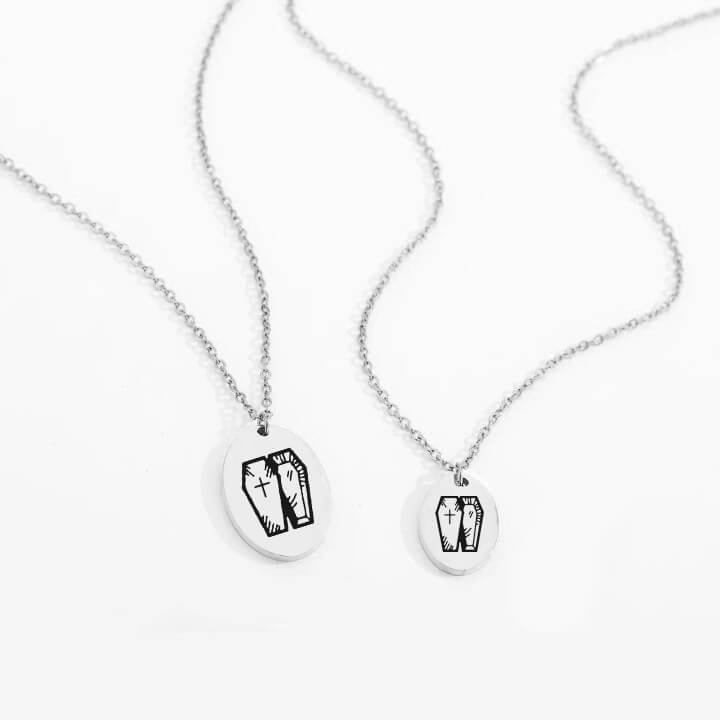 Personalized Engraved Oval Halloween Pendant Necklace
