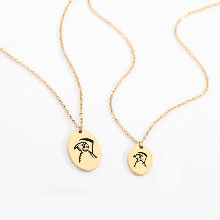 Personalized Engraved Oval Halloween Pendant Necklace