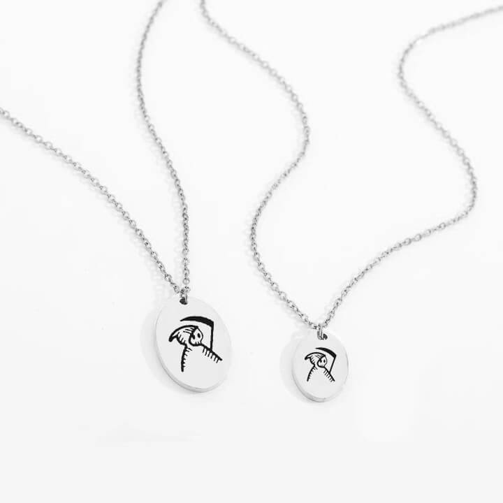 Personalized Engraved Oval Halloween Pendant Necklace