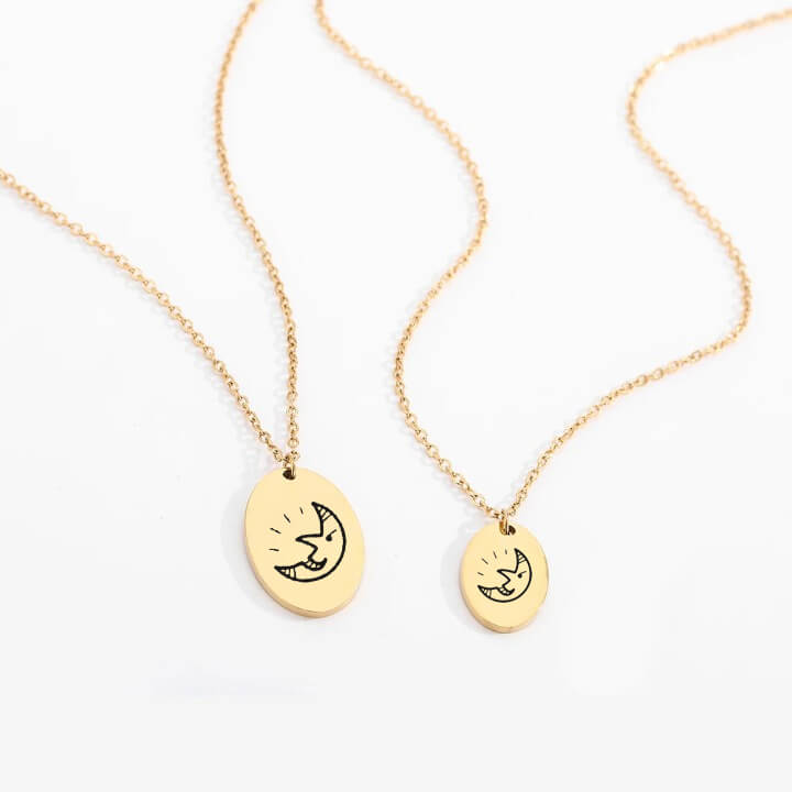 Personalized Engraved Oval Halloween Pendant Necklace