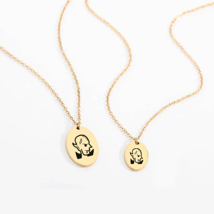 Personalized Engraved Oval Halloween Pendant Necklace