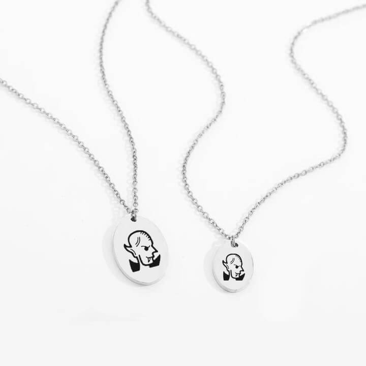 Personalized Engraved Oval Halloween Pendant Necklace