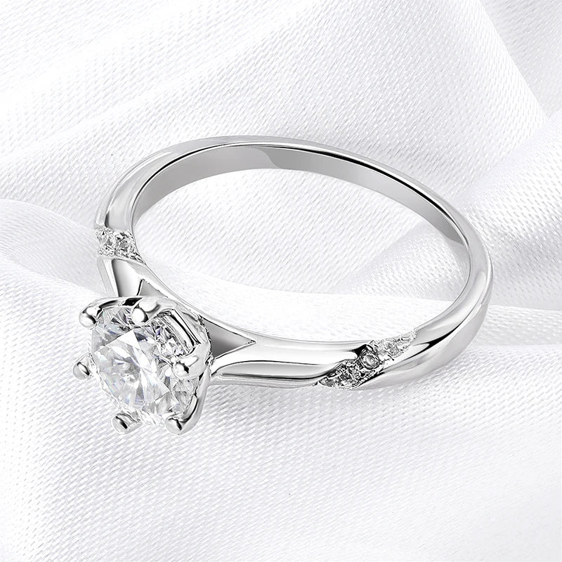 Moissanite Flower Style Round Cut Engagement Ring, 1 to 3 Carat