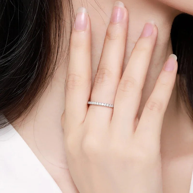 Moissanite 15 Stone Wedding Band Ring, 1.5mm