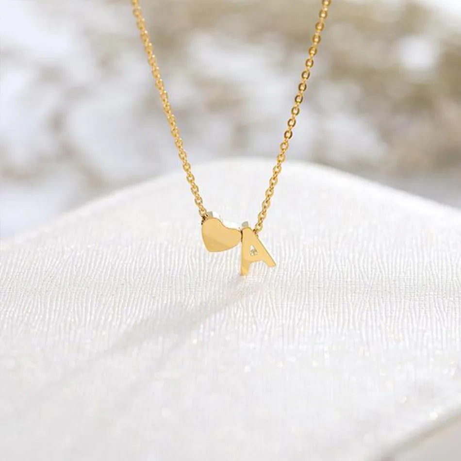 Dainty Initial Heart Necklace