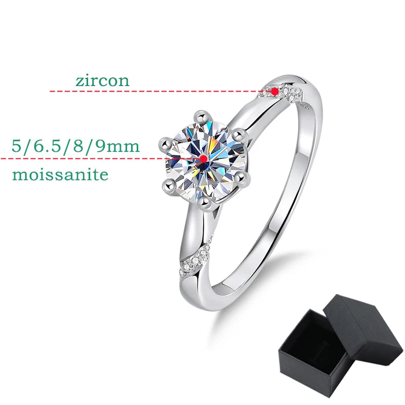 Moissanite Flower Style Round Cut Engagement Ring, 1 to 3 Carat