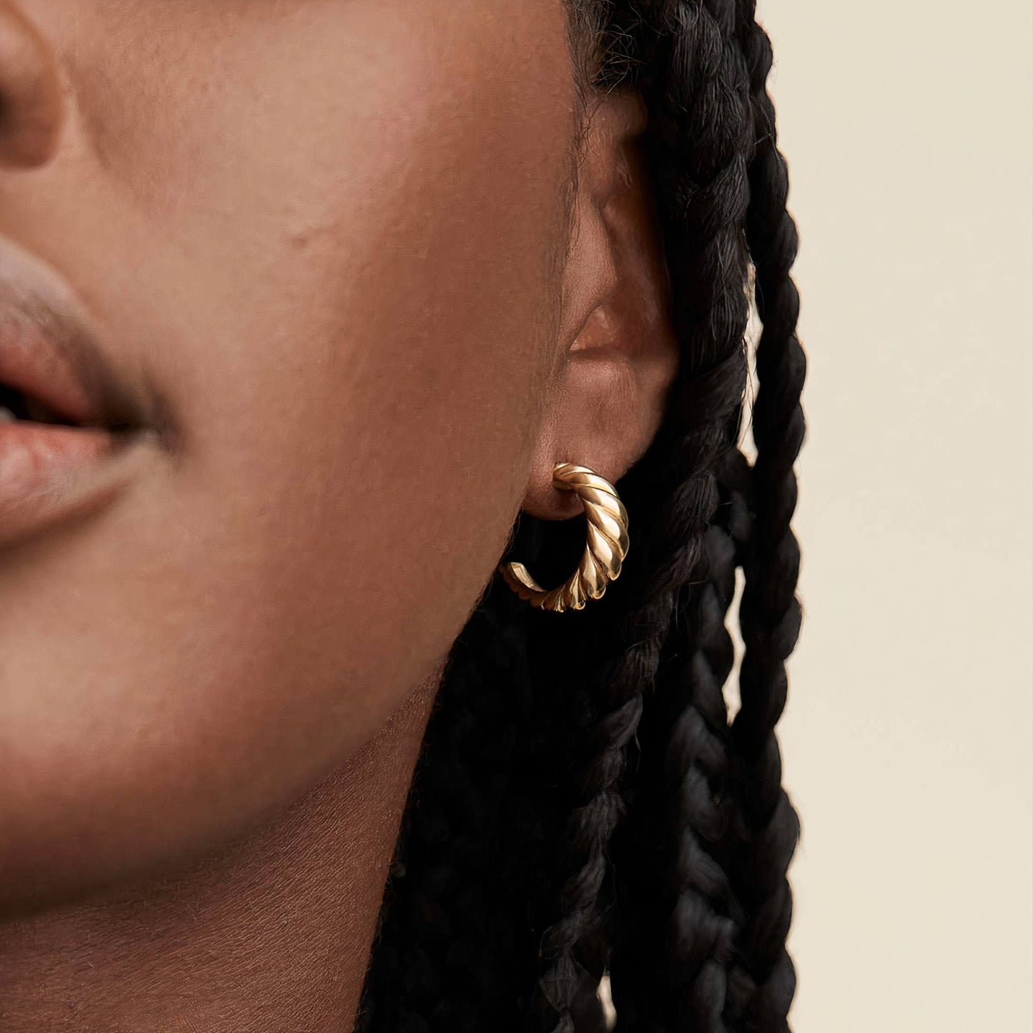 Vintage Croissant Twisted Hoop Earrings