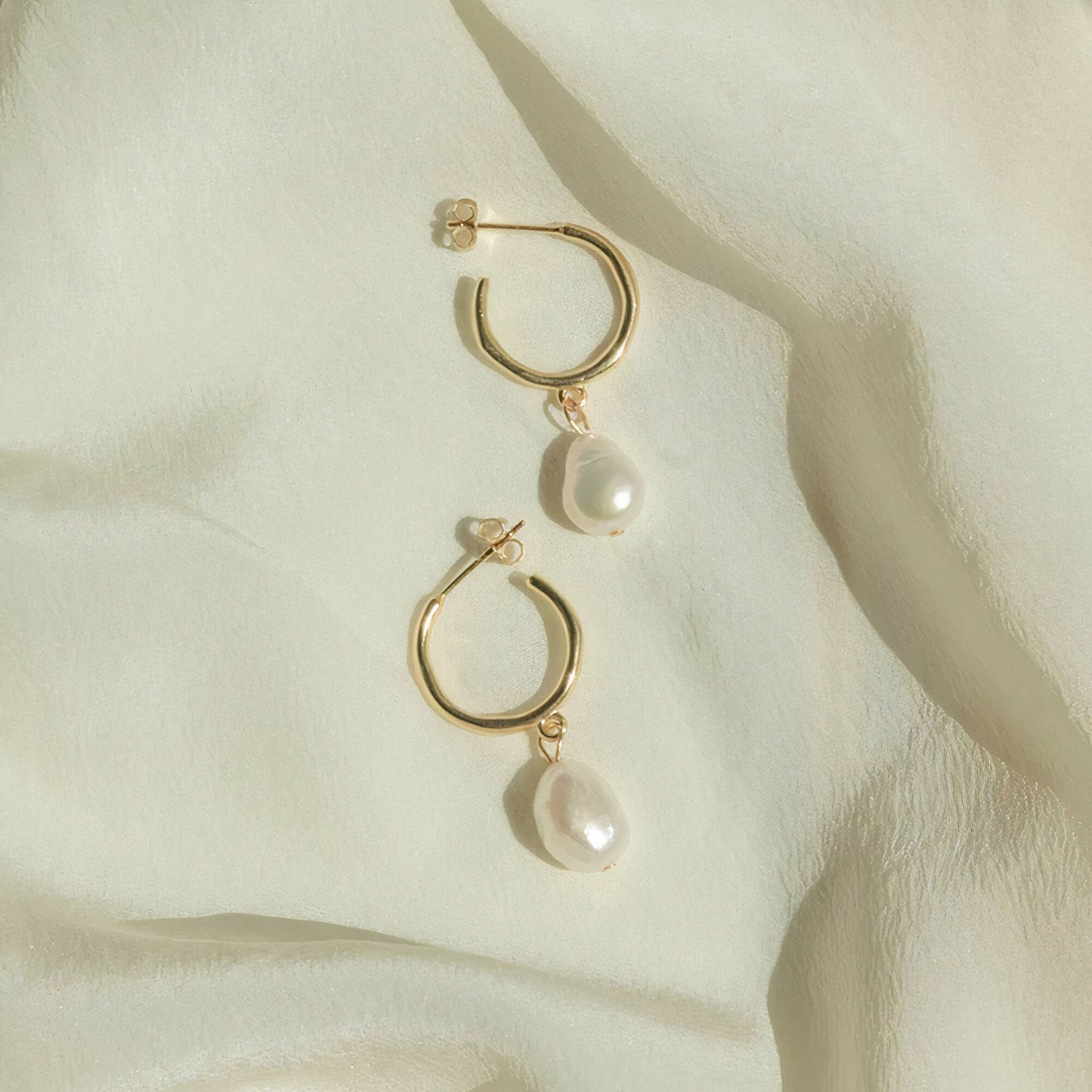 Freshwater Baroque Pearl Hoop Earrings