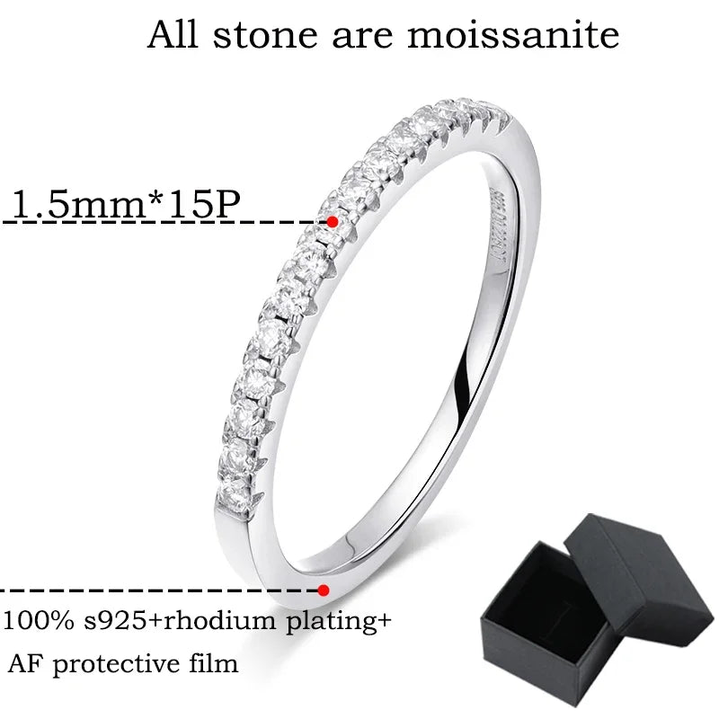Moissanite 15 Stone Wedding Band Ring, 1.5mm