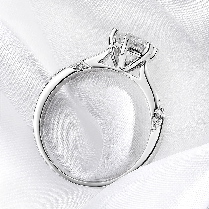 Moissanite Flower Style Round Cut Engagement Ring, 1 to 3 Carat