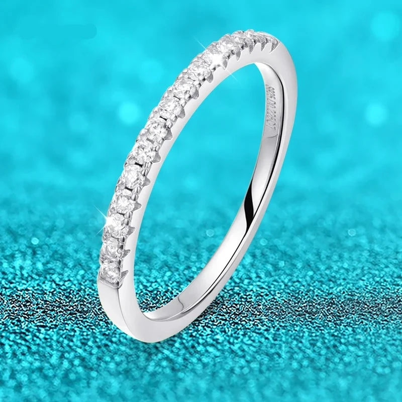Moissanite 15 Stone Wedding Band Ring, 1.5mm