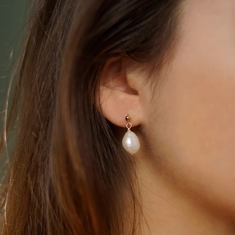 Freshwater Baroque Pearl Drop Earrings