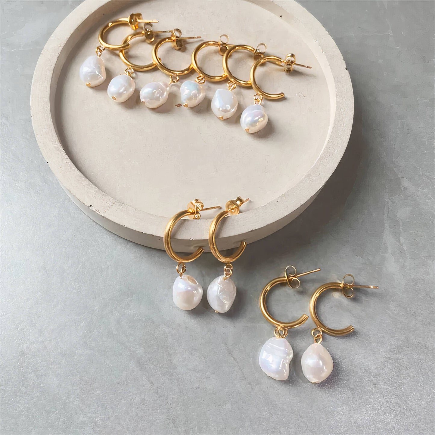Freshwater Baroque Pearl Hoop Earrings