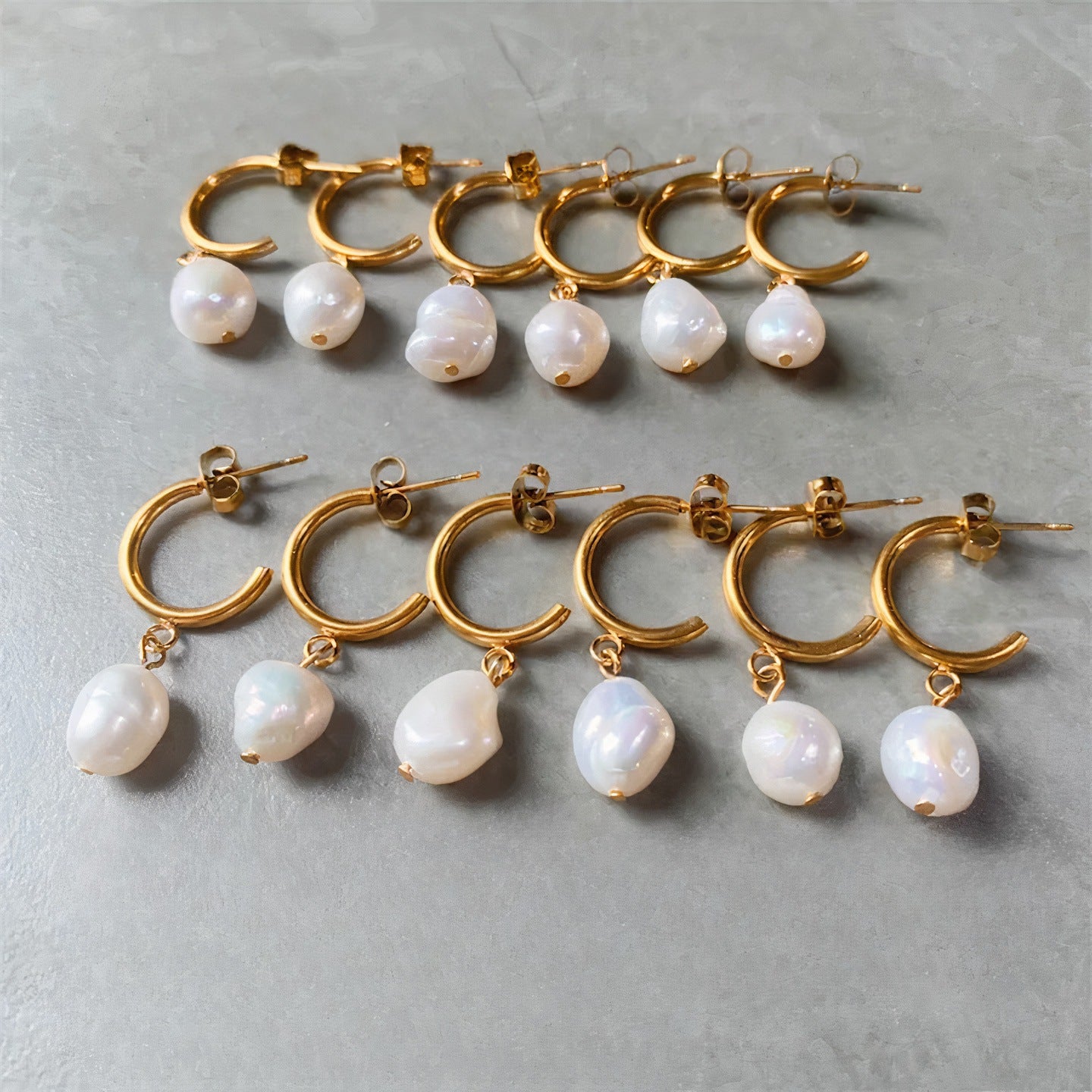 Freshwater Baroque Pearl Hoop Earrings