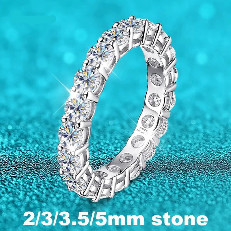 Moissanite Eternity Wedding Band Ring, 2-5mm