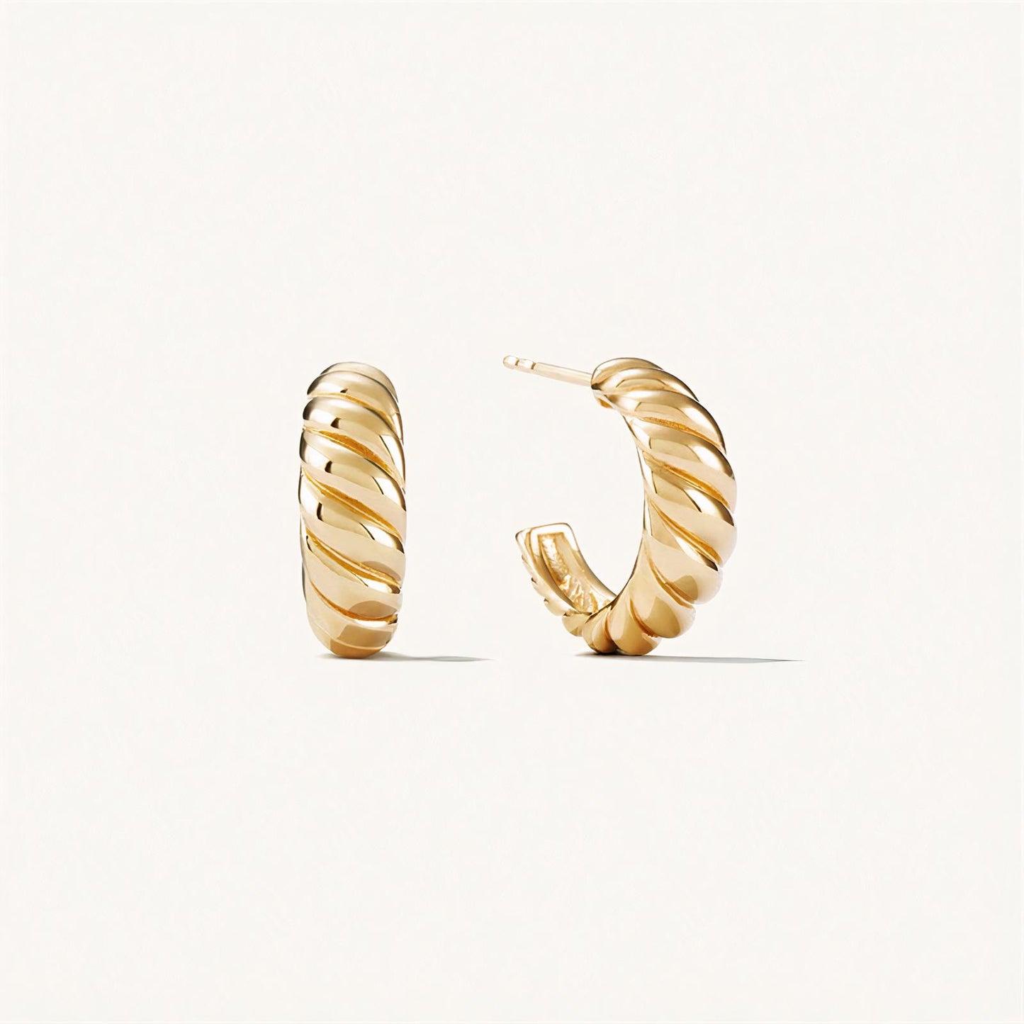Vintage Croissant Twisted Hoop Earrings