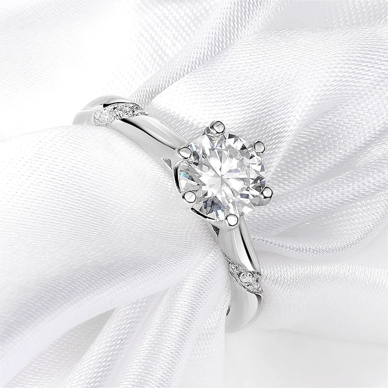 Moissanite Flower Style Round Cut Engagement Ring, 1 to 3 Carat