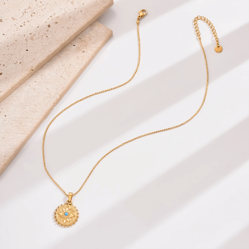 Sunburst Evil Eye Pendant Necklace