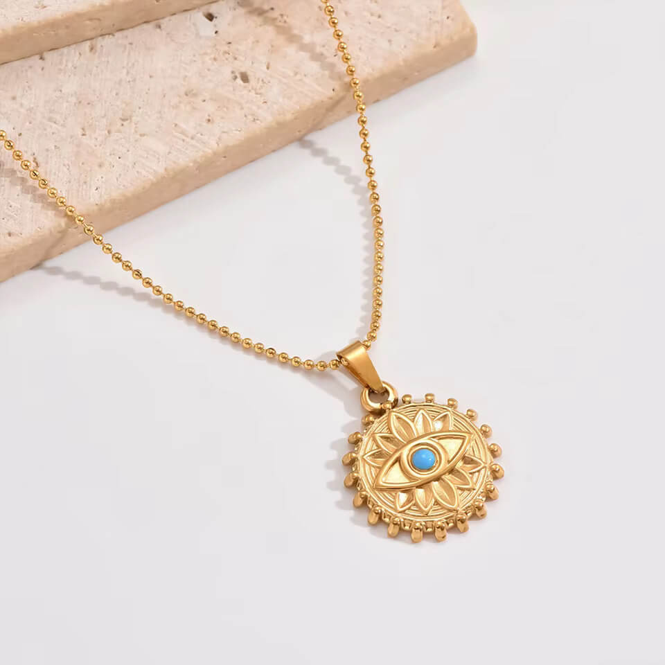 Sunburst Evil Eye Pendant Necklace