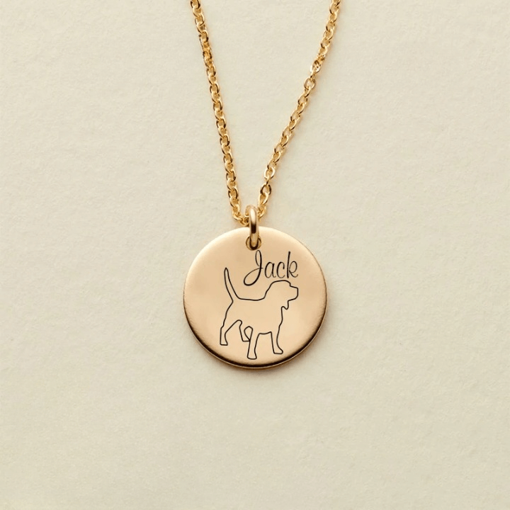 Custom Dog Name Coin Pendant Necklace