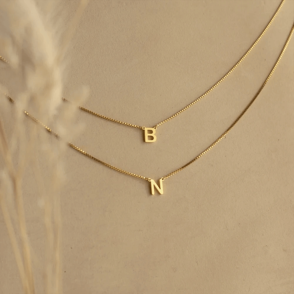 Box Chain initial Necklace