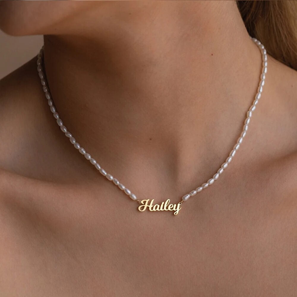 Custom Freshwater Pearl Name Necklace