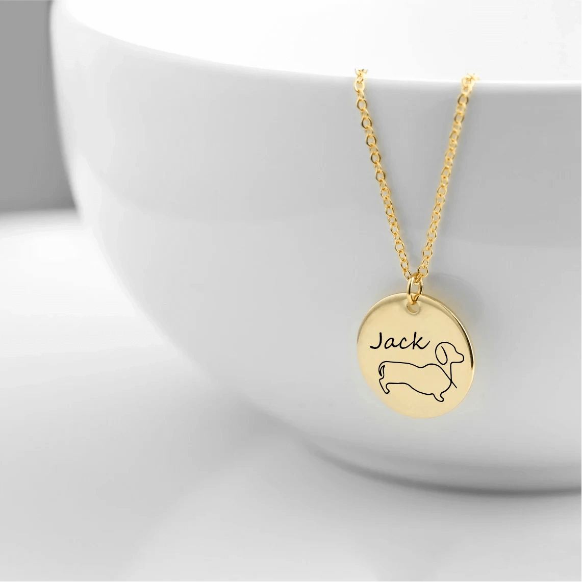 Custom Dog Name Coin Pendant Necklace