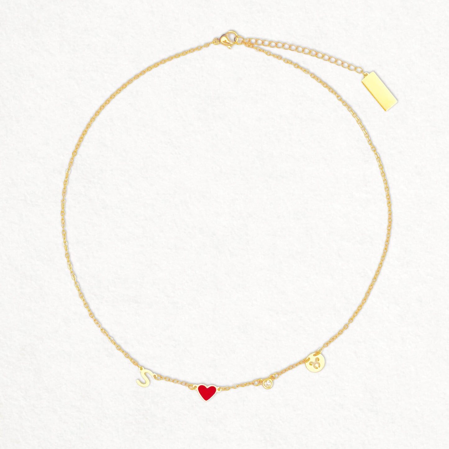 Custom Initial Heart Necklace with Birthstone and Zodiac Sign