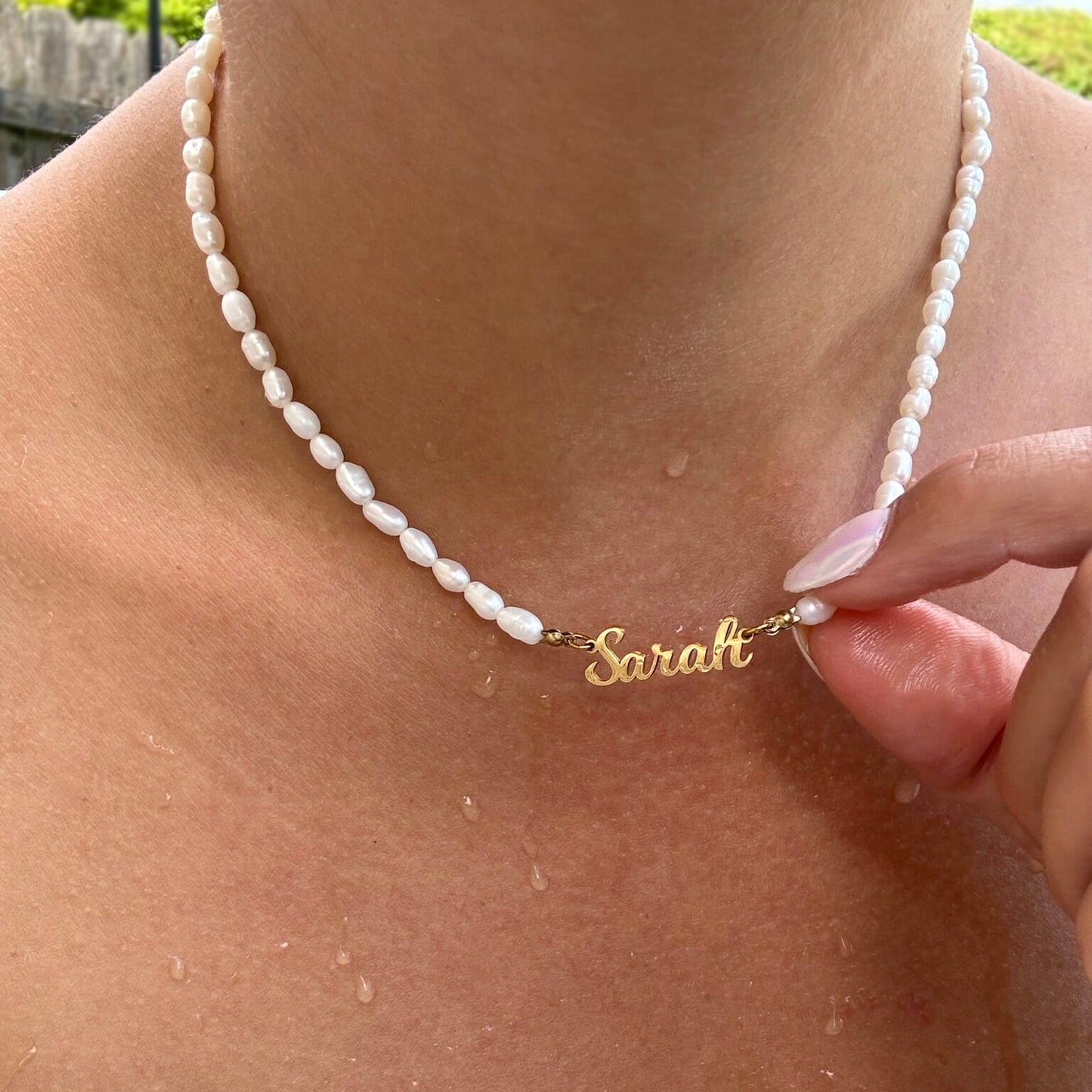 Custom Freshwater Pearl Name Necklace