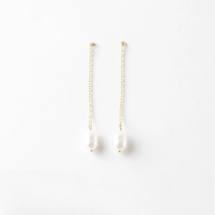 Long Chain Freshwater Pearl Earrings