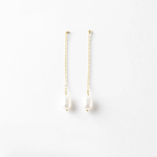 Long Chain Freshwater Pearl Earrings