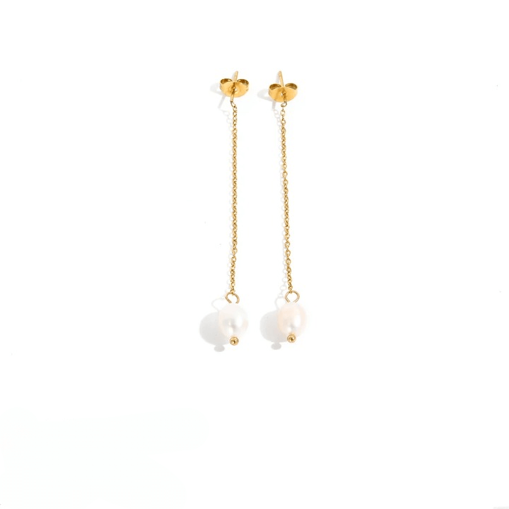 Long Chain Freshwater Pearl Earrings