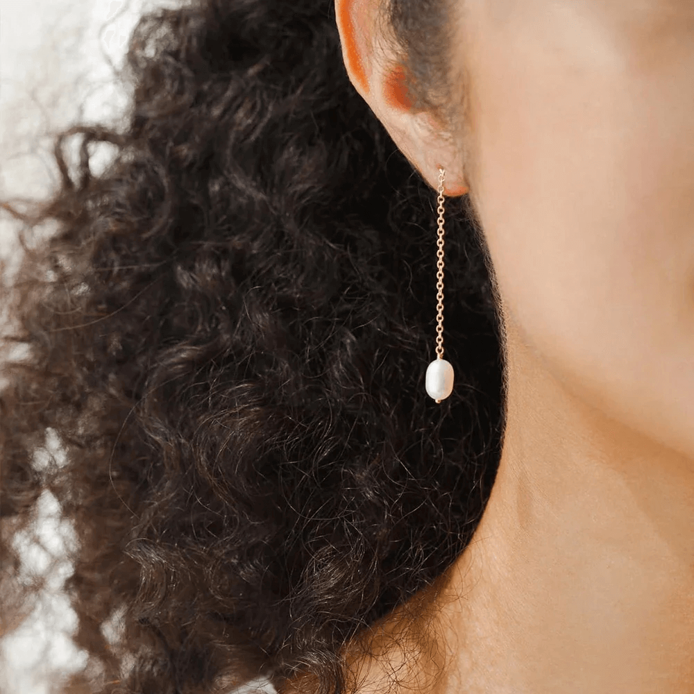 Long Chain Freshwater Pearl Earrings