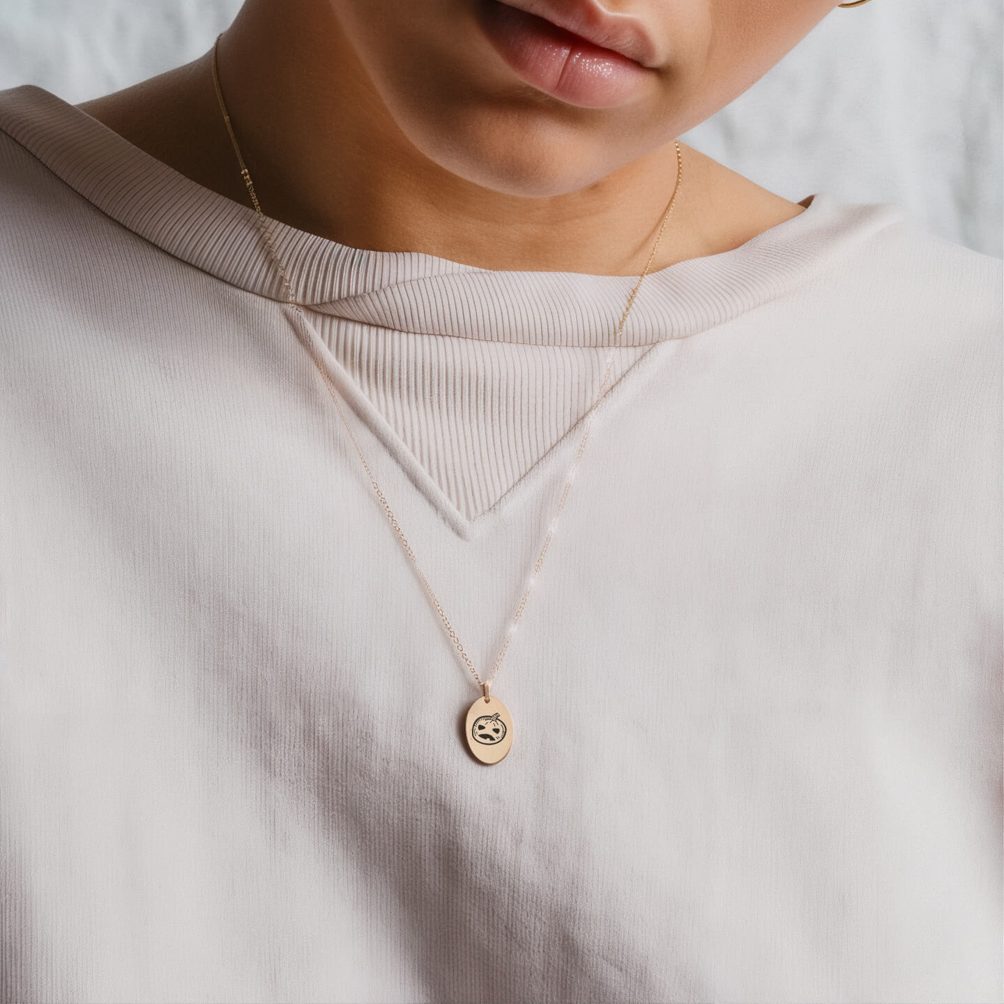Personalized Engraved Oval Halloween Pendant Necklace