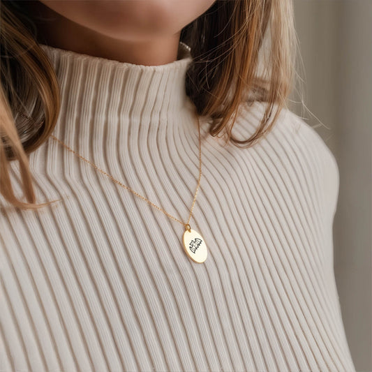 Personalized Engraved Oval Halloween Pendant Necklace