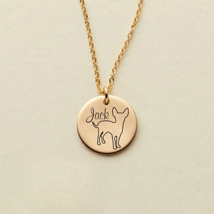 Custom Dog Name Coin Pendant Necklace