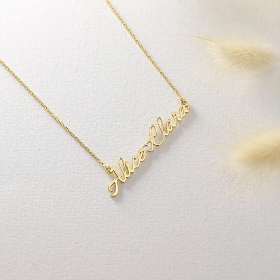 Custom Two Name Necklace with Heart