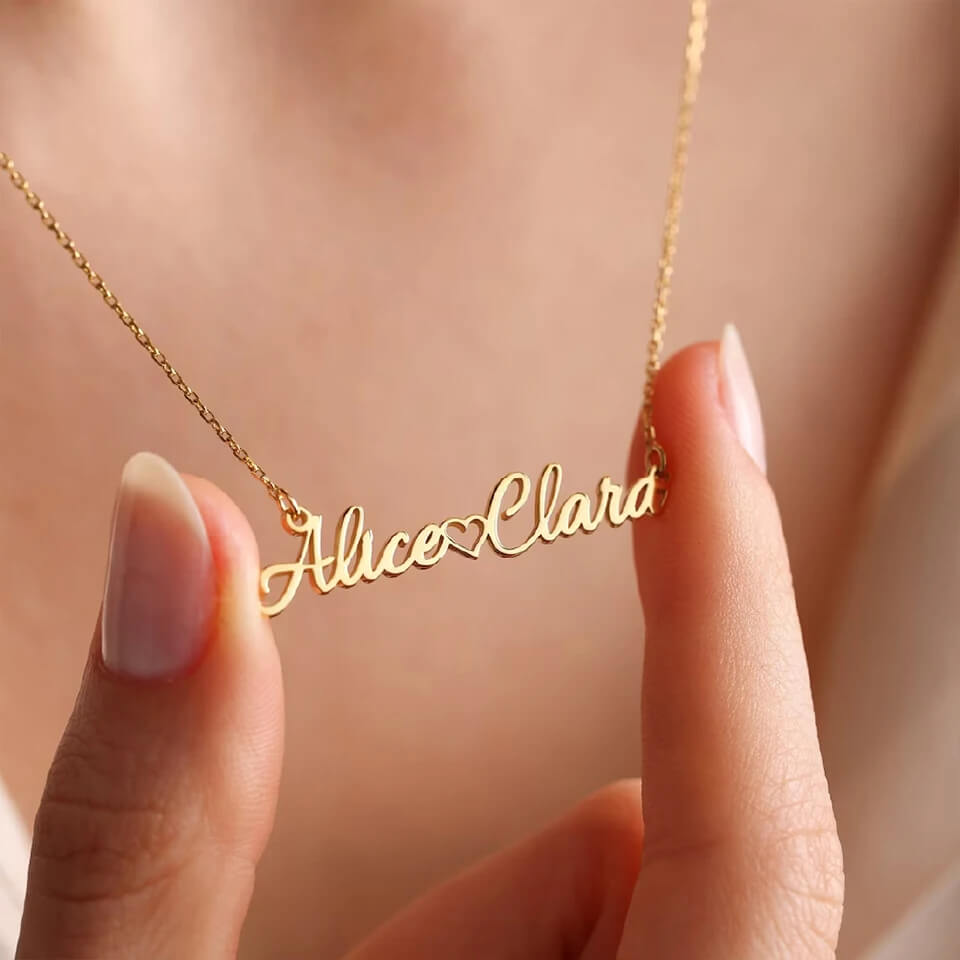 Custom Two Name Necklace with Heart