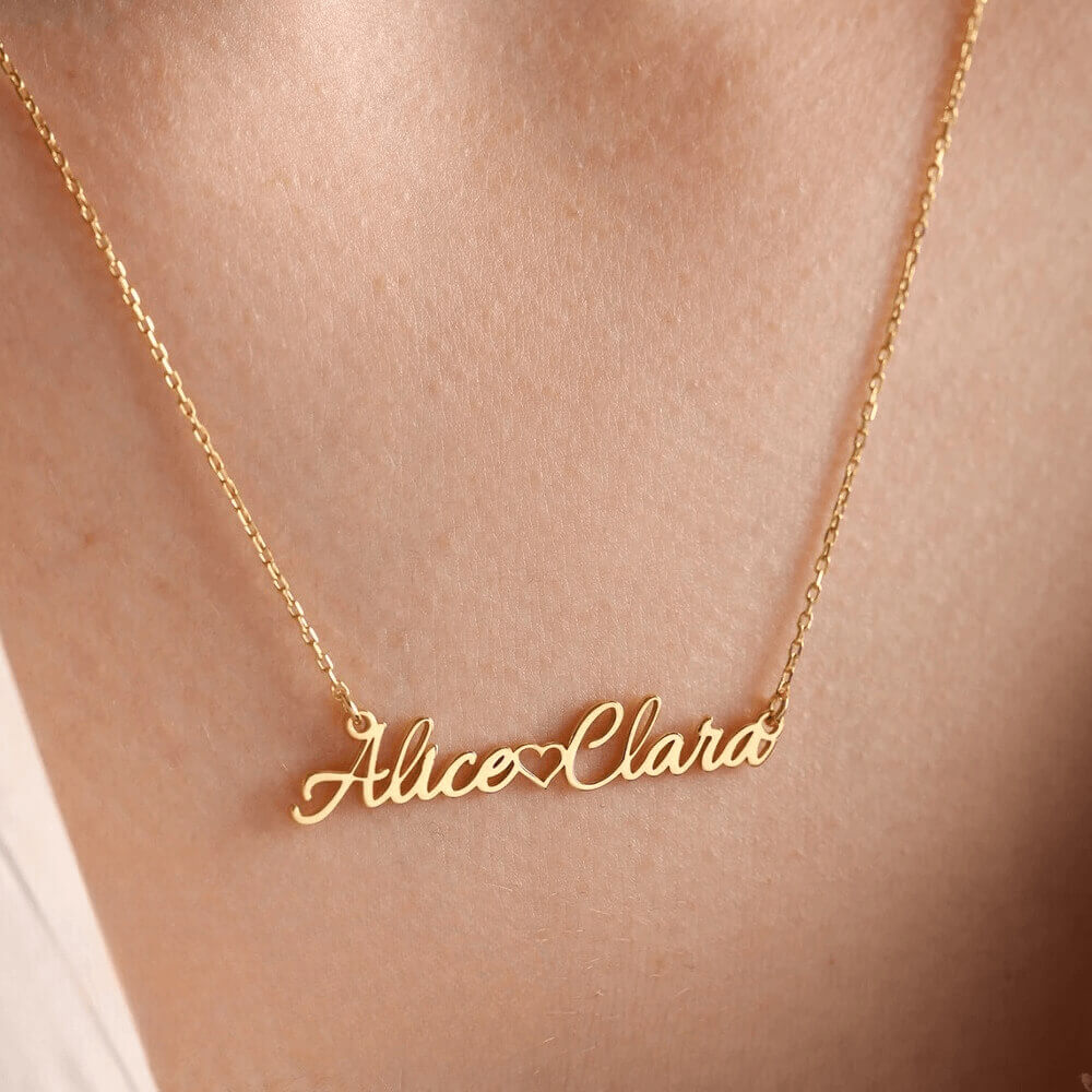 Custom Two Name Necklace with Heart